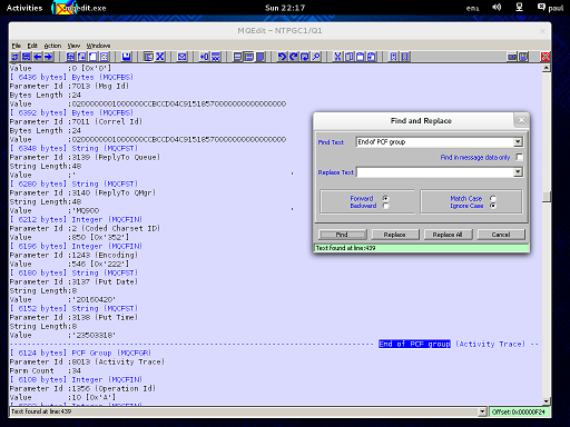 MQEdit finding text on Fedora