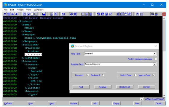 Screenshot of MQEdit GUI